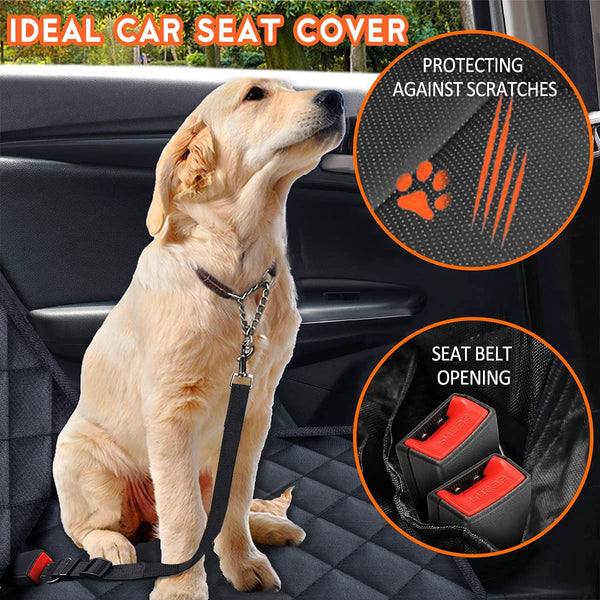 Yuntec Waterproof Dog Car Seat Cover - Non-Slip Back Seat Protector for Most Cars, Trucks, and SUVs with Middle Armrest Compatibility - Black